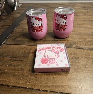 Hello Kitty Wine Tumblers/ Coasters